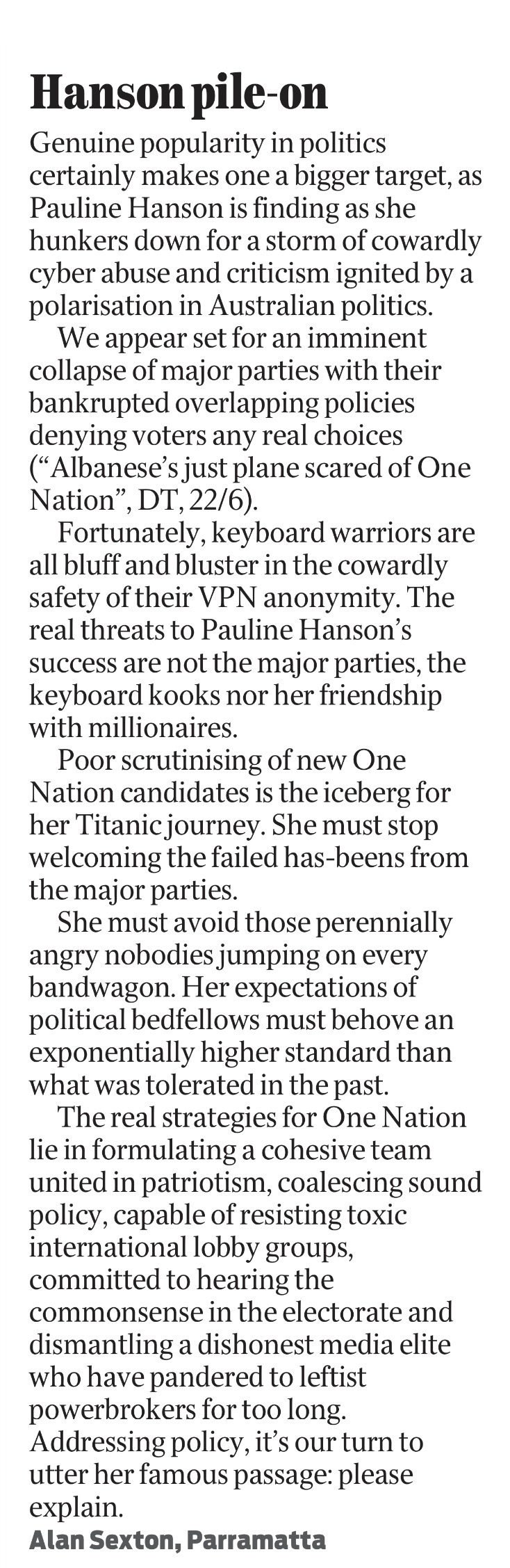 Hanson pile-on