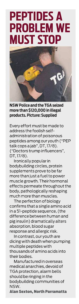 Peptides a problem we must stop