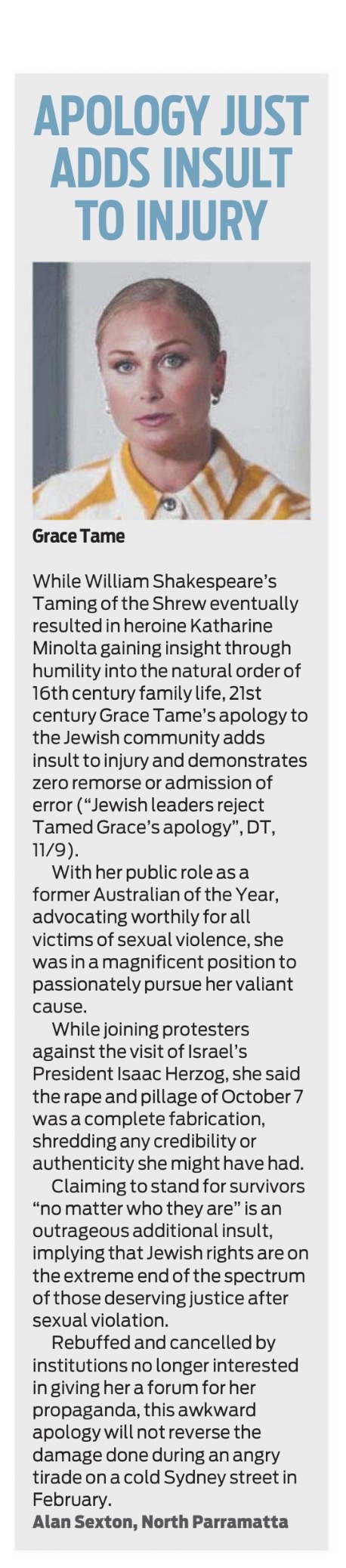 Apology just adds insult to injury