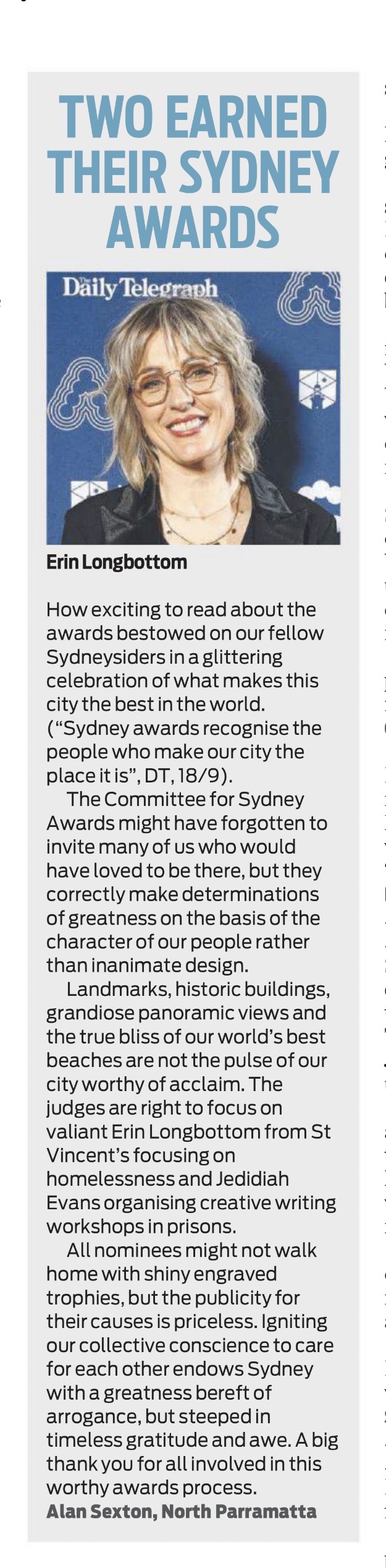 Two earned their Sydney Awards