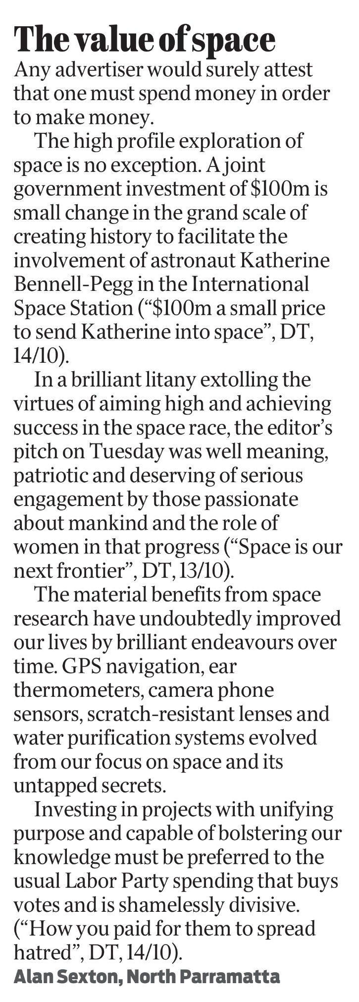 Value of space